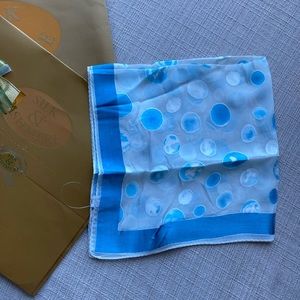 Silk & Cashmere Brand Scarf , NWT, blue and white polka dots